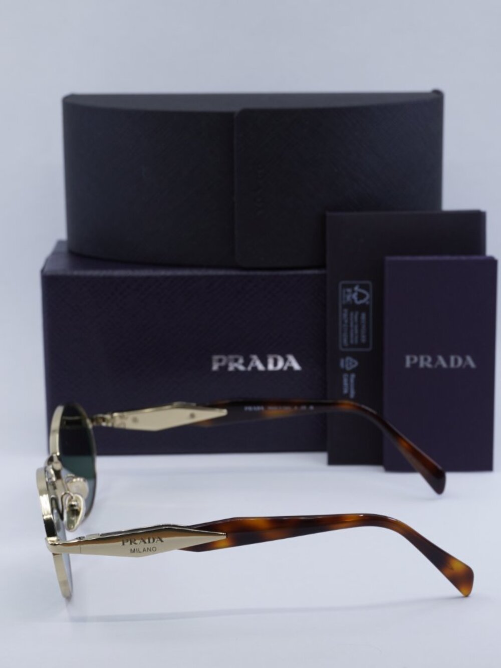 Prada PR65ZS ZVN70L Oval Sunglasses – Pale Gold\Dark Green - Picture 11 of 13